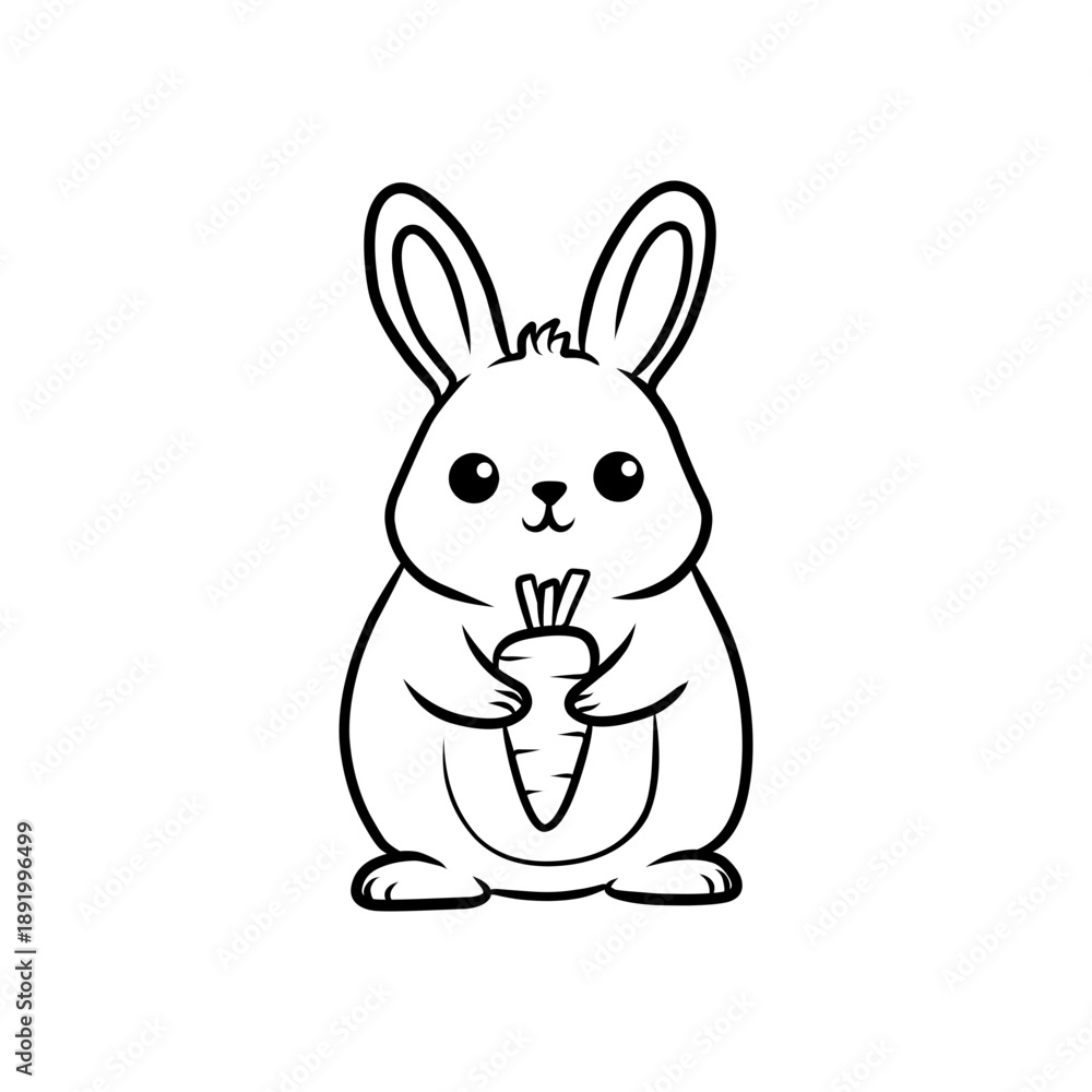 Obraz premium Cute Cartoon Rabbit Holding a Carrot