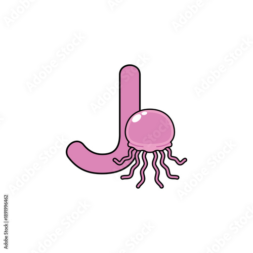 Vector Animal Alphabet Cartoon Jellyfish Illustration