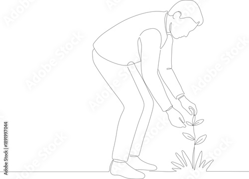 Minimal Line Art Concept of Caring for Nature