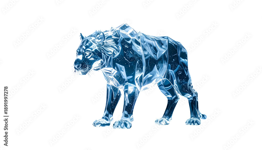Obraz premium Blue Tiger Illustration with Sharp Claws.