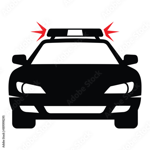 Car silhouette with roof rack and warning lights