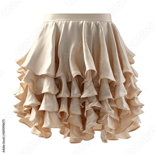 Cream skirt with tiered, ruffled layers