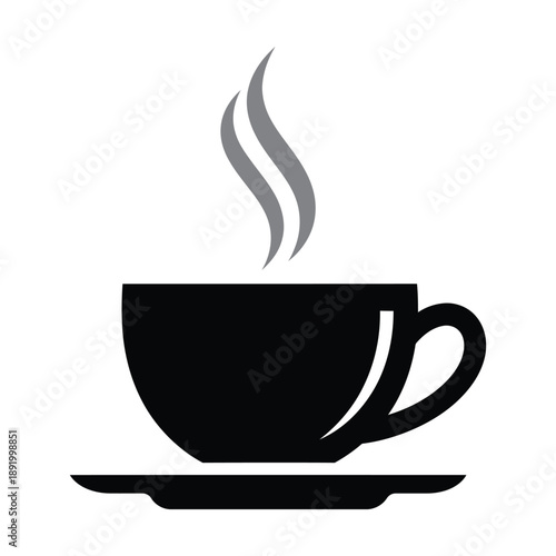 A steaming hot cup of coffee on a saucer