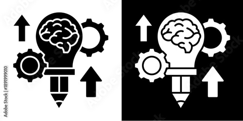 Design Thinking  Icon Set White Glyph Style Collection