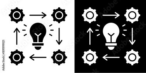 Innovation Process  Icon Set White Glyph Style Collection