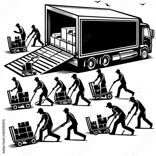 Truck Loading Ramp Workers