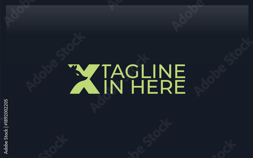 Word mark logo formed fox head silhouette symbol in letter x