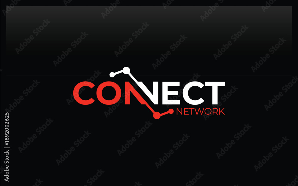 Obraz premium Word mark logo icon formed connection network symbol in letter N with red color