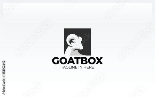 Goat head logo formed in box object with black color