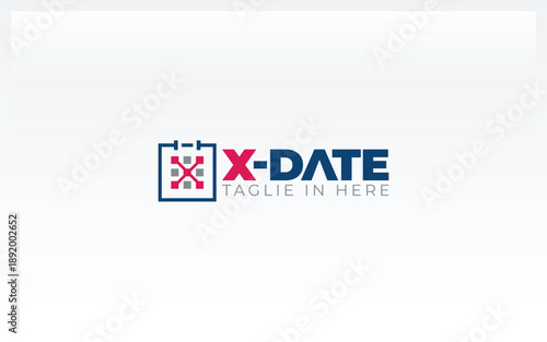 Letter X logo forms a calendar symbol in pink color