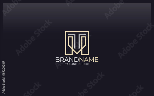  Letters T and M formed in luxury with simple and modern line shape