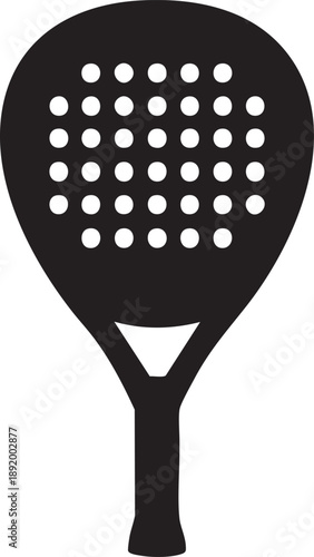 Padel Racket Black Vector Icon Isolated on Transparent Background Padel Tennis Sports Equipment Silhouette, Minimal Flat Monochrome Illustration for Game, Club, Fitness and Branding Design