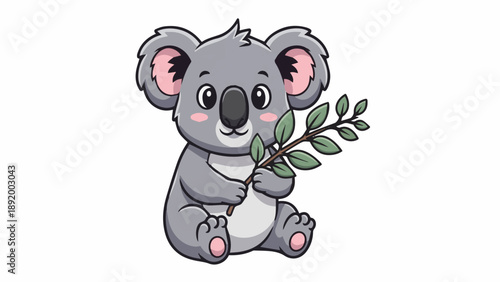 Cartoon koala vector illustration, brand mascot style, cute expression