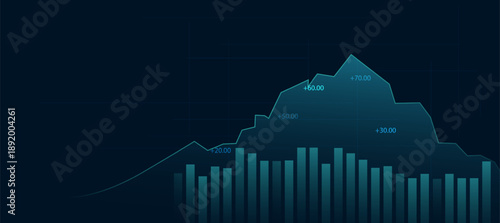 Futuristic Finance Business Growth Chart and Stock Market Economy Infographic Background