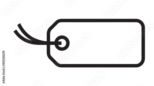 Blank tag with string in simple black line art on white background for label design