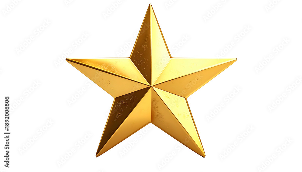 Obraz premium Golden Star Icon with Shining Surface.