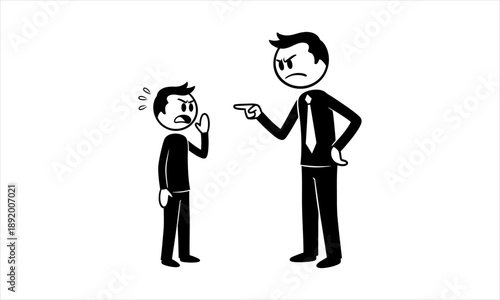Father Scolding Child, Stern Parent-Child Interaction Illustration