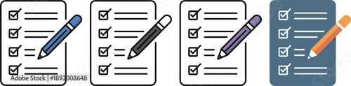 Checklist Icons with Pencils in Different Colors to-do list task