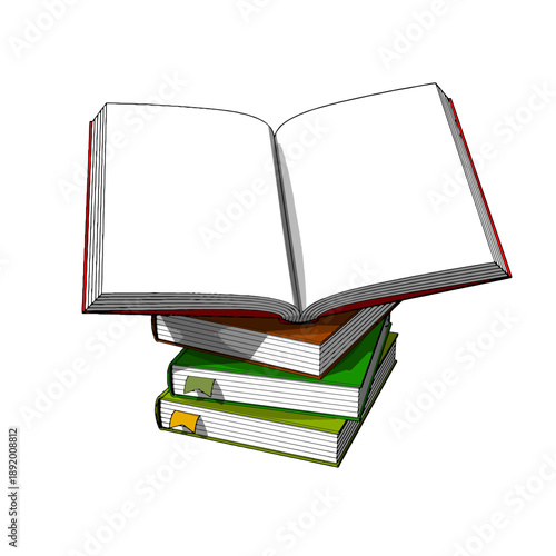 Hardcover Book with Bookmark on White Background. Vector Illustration.