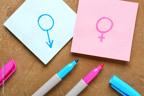 Sticky notes with drawn mal...