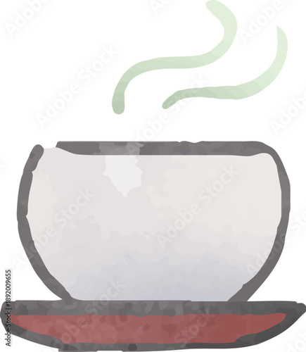 お茶　湯呑に入った温かい日本茶のイラスト