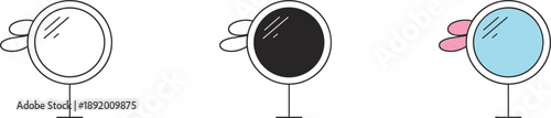 Three vanity mirrors with different styles and colors on white background Keywords: mirror, vanity mirror, makeup mirror