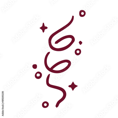 Party confetti and streamer swirl doodle