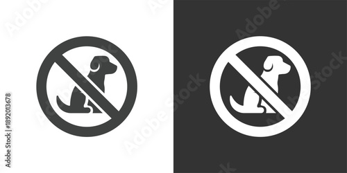 No Pets Allowed icon set. Solid glyph series icons