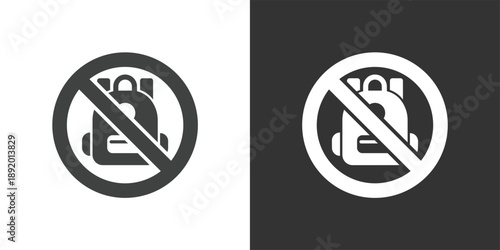 No Backpacks icon set. Solid glyph series icons