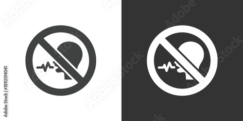 No Loud Talking icon set. Solid glyph series icons