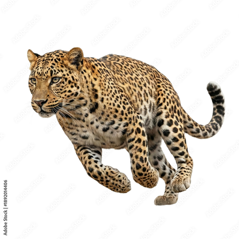 Obraz premium Leopard running on transparent background.