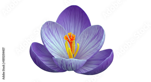 Close-up of a purple crocus flower with orange stamen