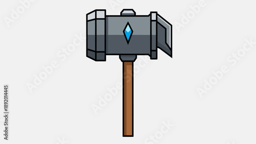 Fantasy Battle Hammer with Gem Icon