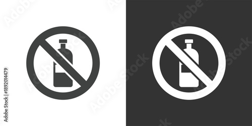No Bottles Allowed icon set. Solid glyph series icons