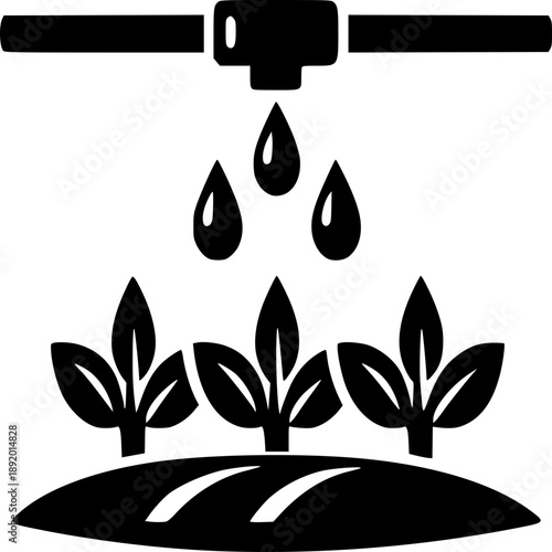 Sustainable Agriculture: An illustration showcasing an efficient drip irrigation system, nourishing young plants with precision and care.