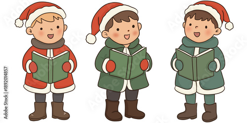 happy kids with christmas hats