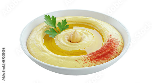 Creamy Hummus with Olive Oil, Paprika, and Parsley