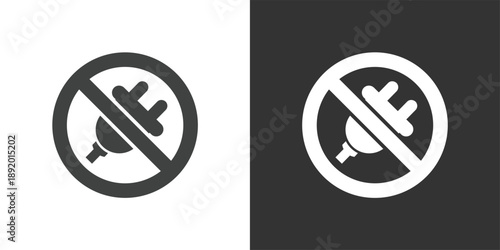 No Power Plugs icon set. Solid glyph series icons