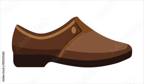 Brown Leather Slip-On Shoe with Decorative Detail, Casual Footwear on White Background