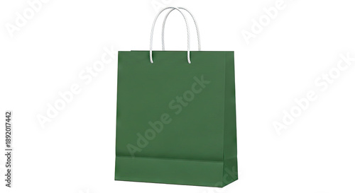 Single Green Paper Shopping Bag with White Handles