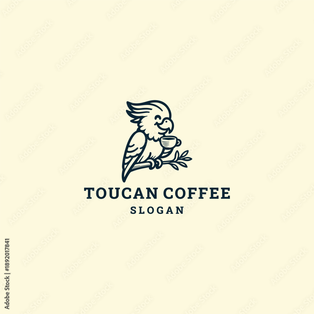 Fototapeta premium Toucan coffee logo style icon design template vector illustration