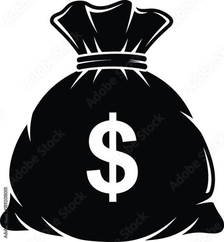 Classic money bag with prominent dollar sign, representing financial success, wealth management, and the accumulation of prosperity