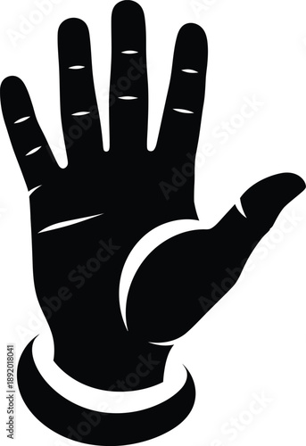 Black hand symbol showing five fingers, representing a high five or a greeting gesture