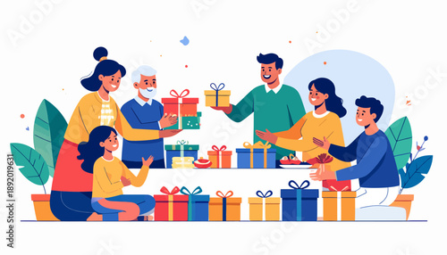 Loving grandparents surrounded by their happy grandchildren in a warm family embrace