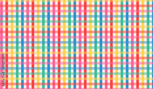 Seamless colorful playful checkered pattern with abstract shapes and vibrant colors.