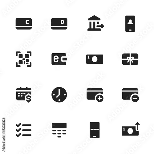 Payment and Banking Icon Set Solid Style