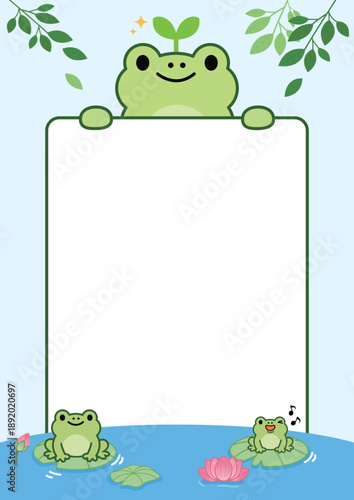 봄 개구리 안내판 배경 양식
