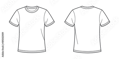 T-Shirt Mockup Line Template Vector Design