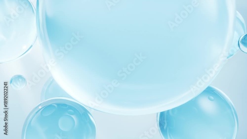 Abstract background with blue water bubbles floating and shimmering with light and reflections