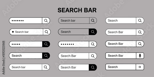 Search Bar UI Design Vector Template Set User Interface Elements